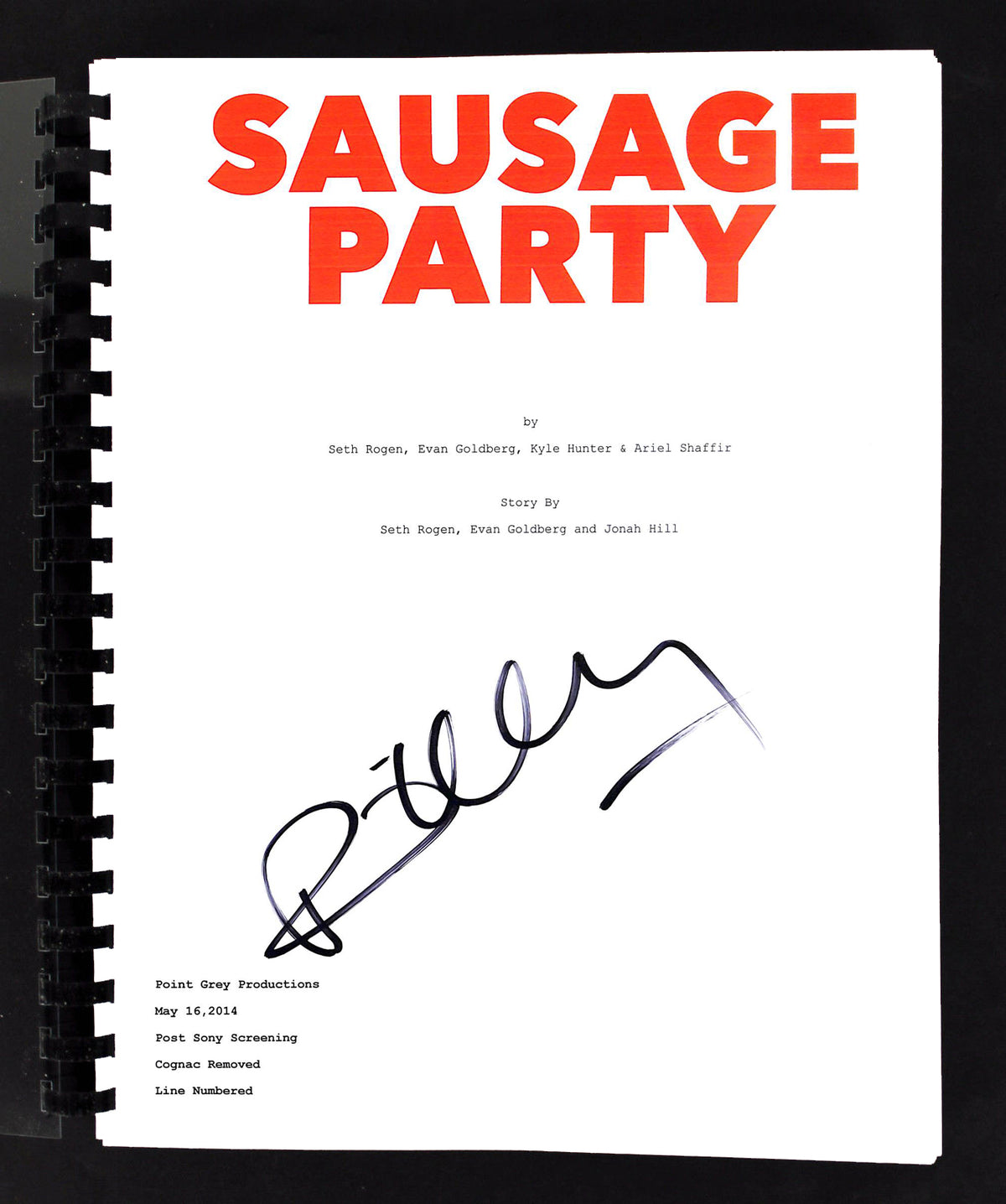 David Krumholtz Authentic Signed Sausage Party Movie Script BAS #H60006