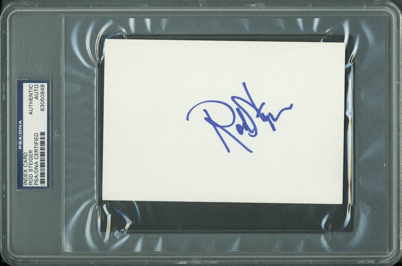 Rod Steiger Authentic Signed 4x6 Index Card Autographed PSA/DNA Slabbed 2