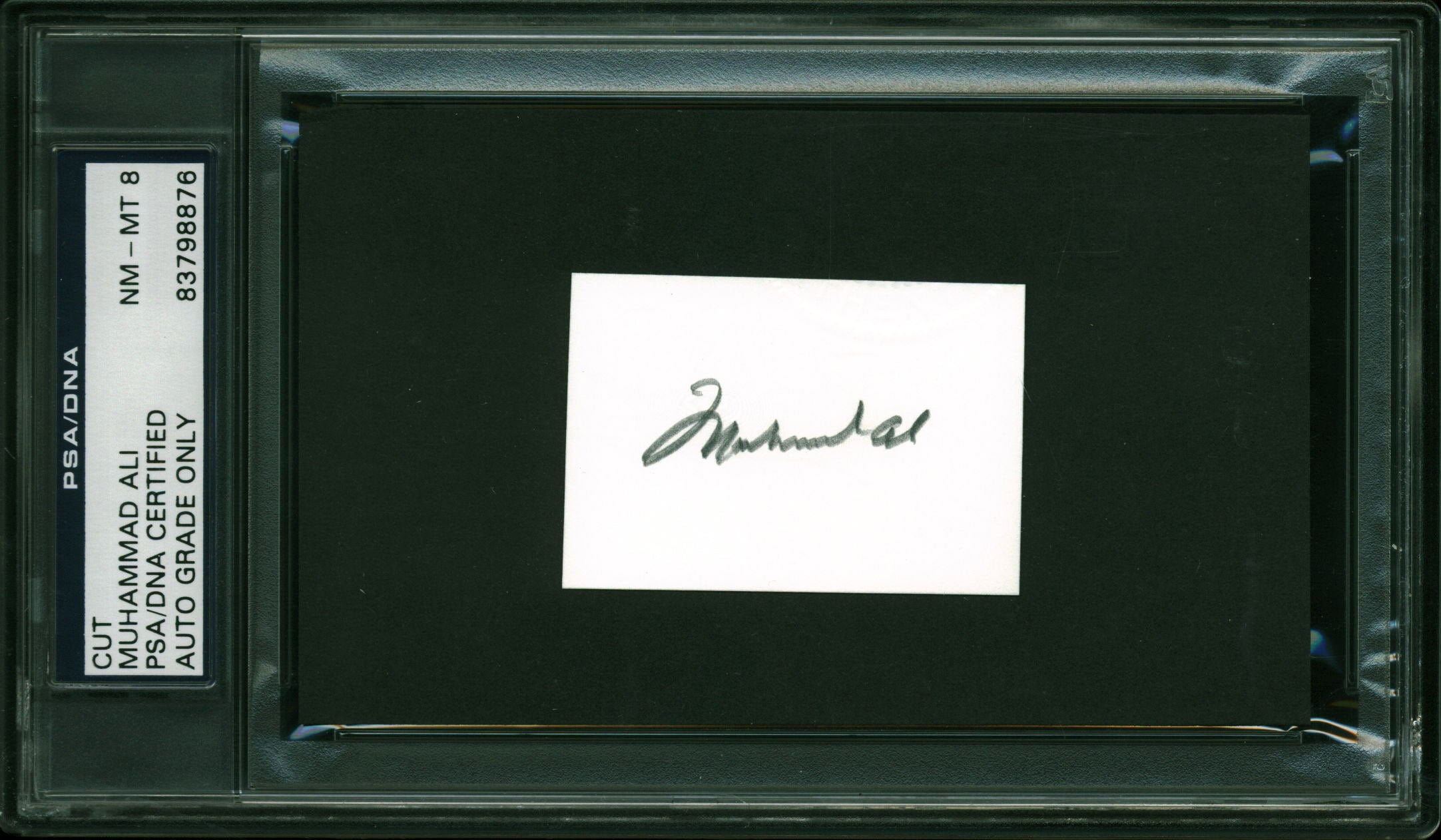 Muhammad Ali Authentic Signed 2x2 Cut w/ Graded NM-MT 8 Autograph PSA Slabbed