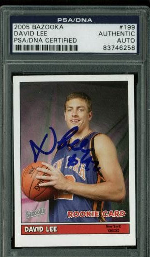 Knicks David Lee Authentic Signed Card 2005 Bazooka Rc #199 PSA/DNA Slabbed