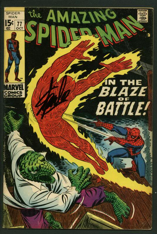 Stan Lee Signed Amazing Spider-Man #77 Comic Book Human Torch/Lizard PSA #W18801