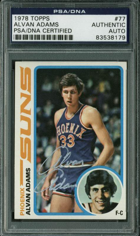 Suns Alvan Adams Authentic Signed Card 1978 Topps #77 PSA/DNA Slabbed