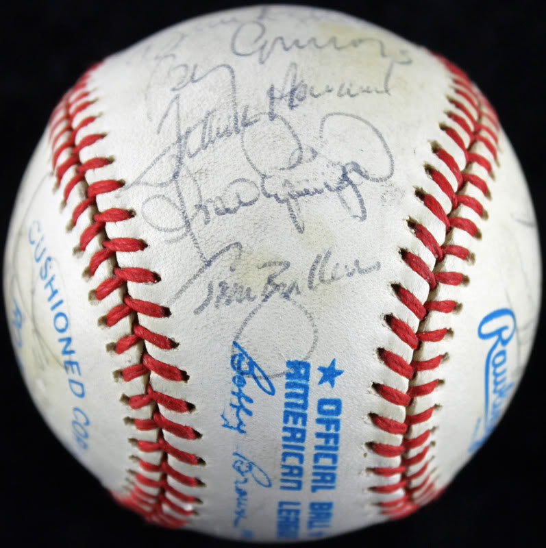 1989 Yankees Team (29) Signed OML Baseball Henderson Mattingly +27 JSA #X26506