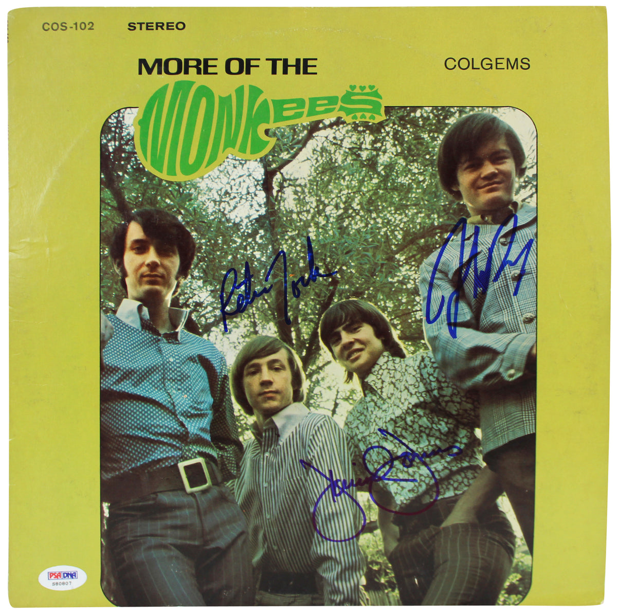 The Monkees (3) Jones, Dolenz, & Tork Signed Album Cover W/ Vinyl PSA #S80807