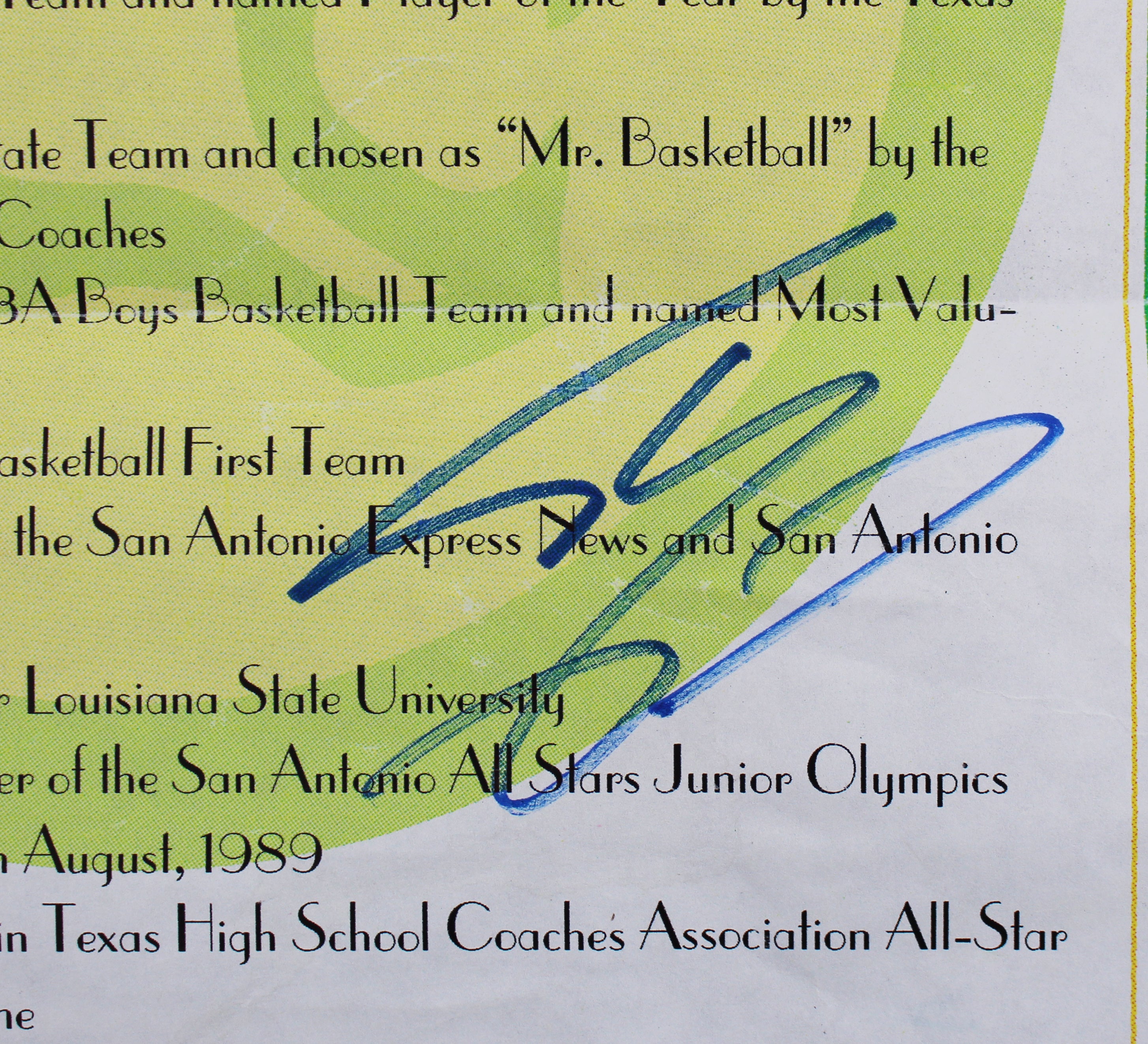Shaquille O'Neal Signed 12x17.75 High School Awards Poster BAS Witness #WP79154