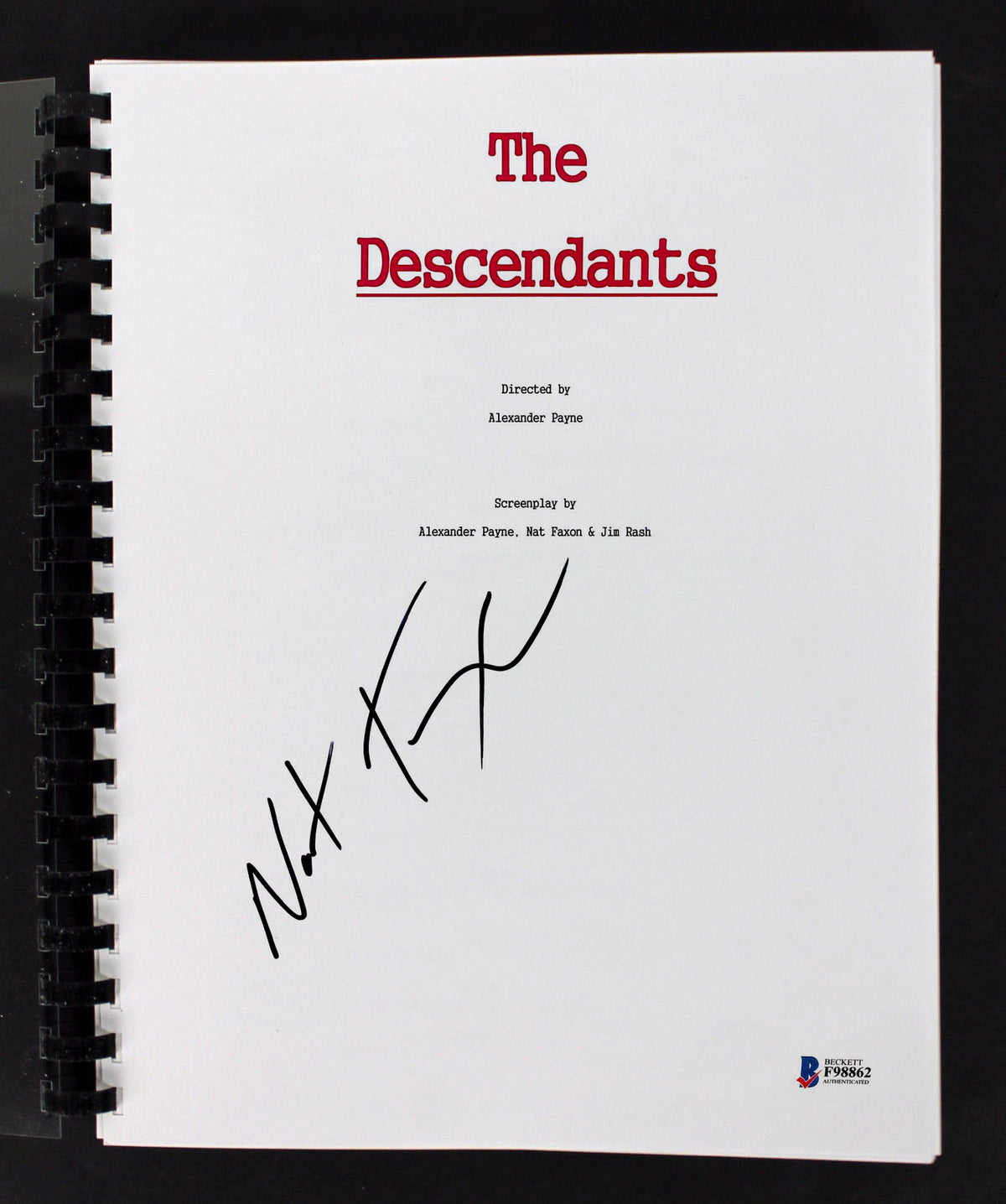 Nat Faxon Authentic Signed The Descendants Movie Script Autographed BAS #F98862