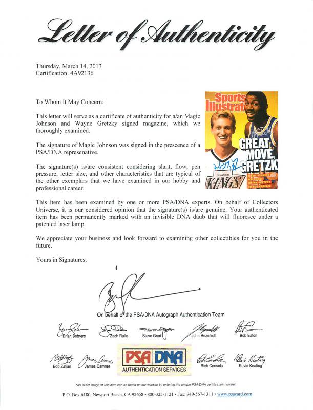 Wayne Gretzky & Magic Johnson Authentic Signed Sports Illustrated PSA #4A92136