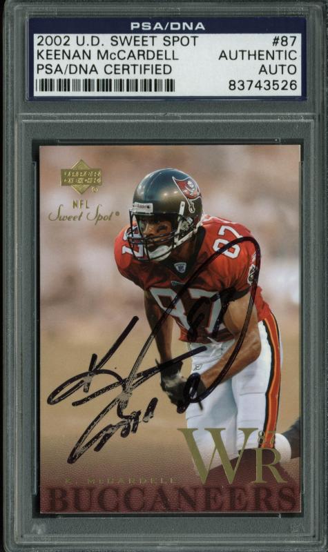 Buccaneers Keenan Mccardell Signed Card 2002 Ud Sweet Spot #87 PSA/DNA Slabbed