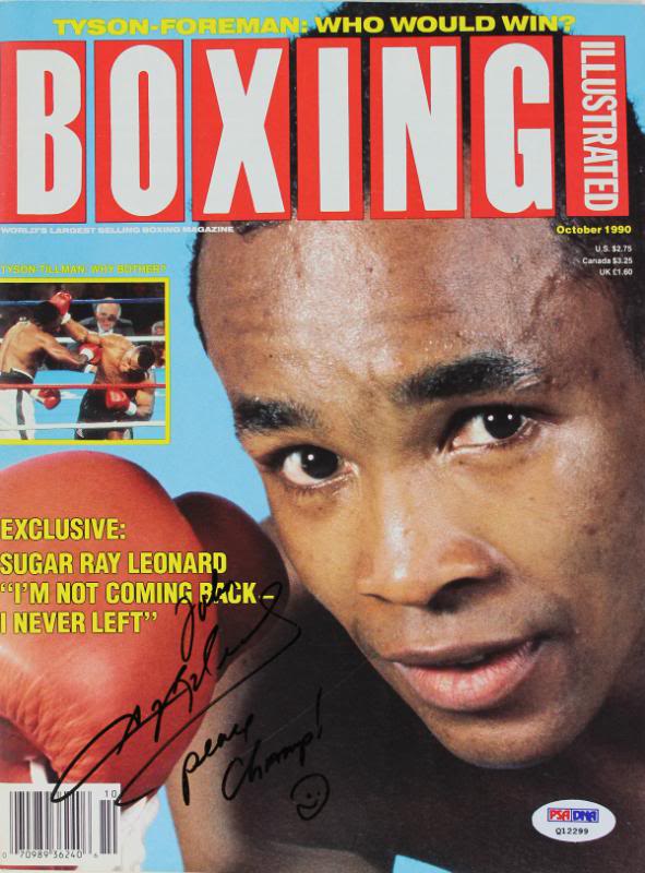 Sugar Ray Leonard Boxing Authentic Signed 90 Boxing Illustrated PSA/DNA #Q12299