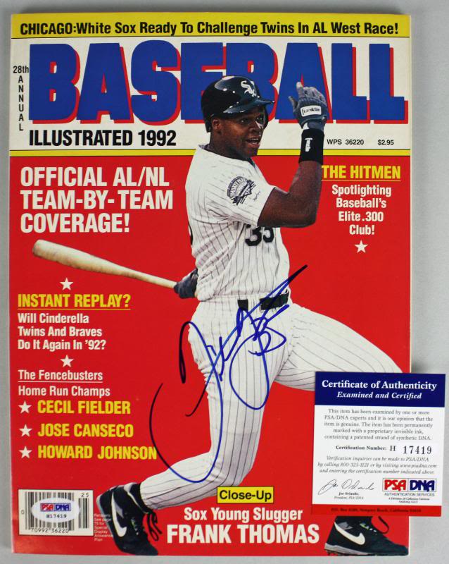 White Sox Frank Thomas Authentic Signed 92 Baseball Illustrated PSA/DNA #H17419