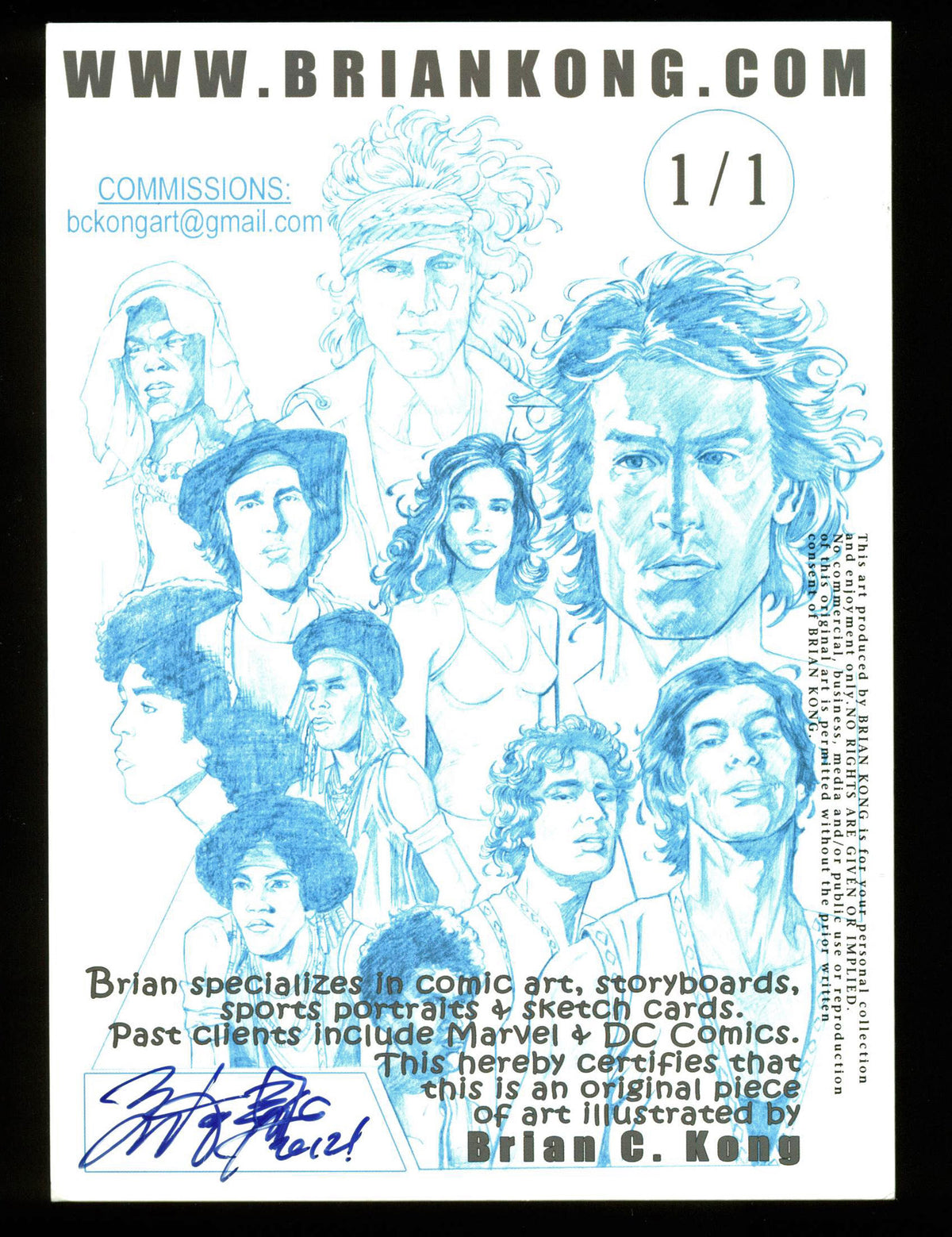 Brian C. Kong Authentic Signed 5x7 Ken Shamrock 1/1 Art Print w/ PPC COA
