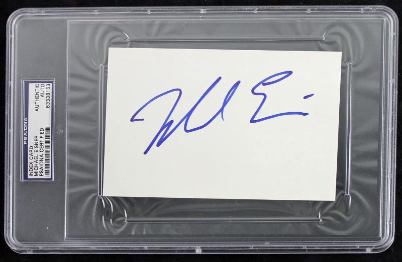 Michael Eisner Authentic Signed 4X6 Index Card Autographed PSA/DNA Slabbed 2