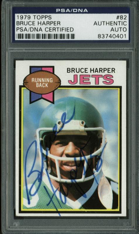 Jets Bruce Harper Authentic Signed Card 1979 Topps #82 PSA/DNA Slabbed