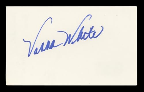 Vanna White Wheel of Fortune Authentic Signed 3x5 Index Card BAS #BL96550