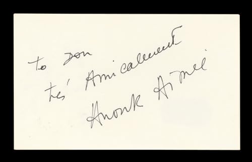 Anouk Aimée Lola "To Don" Signed 3x5 Index Card Autographed BAS #AD70311