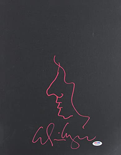 Alice Cooper Signed 12x16 Hand Drawn Self Portrait Sketch Canvas PSA #7A26802
