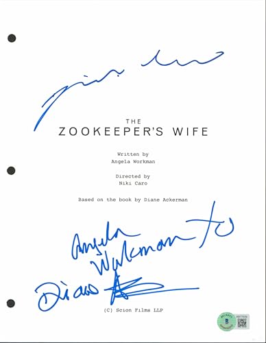 Zookeeper's Wife (3) Workman, Caro & Akerman Signed Script Cover BAS #AB77639