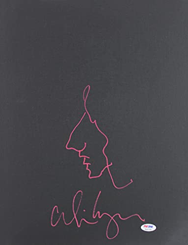 Alice Cooper Signed 12x16 Hand Drawn Self Portrait Sketch Canvas PSA #7A26799