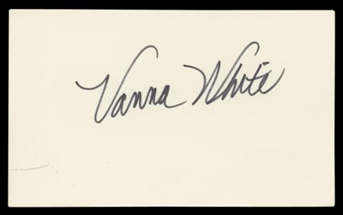 Vanna White Wheel of Fortune Authentic Signed 3x5 Index Card BAS #BL96745