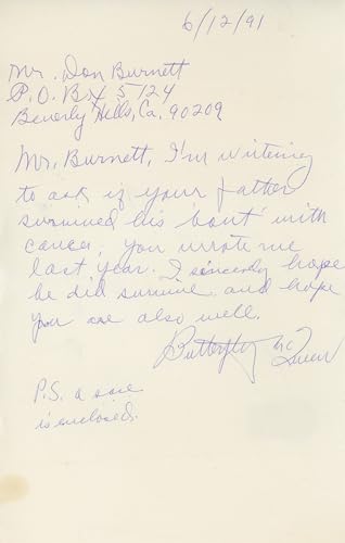 Butterfly McQueen Gone w/ the Wind Signed 5x8.5 Handwritten Letter BAS #BK43372