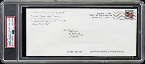James Whitey Bulger Signed 4.15x9.5 2017 Envelope Auto NM-MT 8 PSA/DNA Slabbed