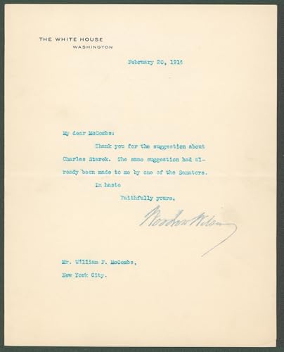 Woodrow Wilson Signed 7x8.8 1914 Letter On White House Letterhead BAS #AB14540