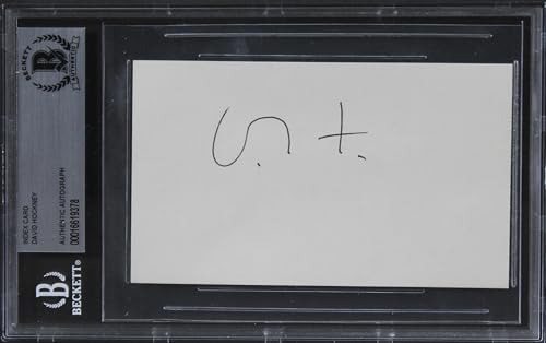 David Hockney Something's Gotta Give Authentic Signed 3x5 Index Card BAS Slabbed