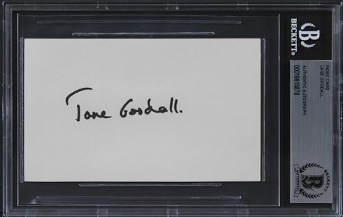 Jane Goodall Gorillas in the Mist Authentic Signed 3x5 Index Card BAS Slabbed 1