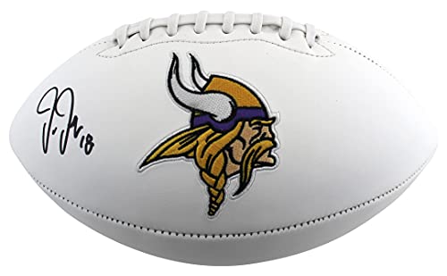 Vikings Justin Jefferson Authentic Signed White Panel Logo Football BAS Witness