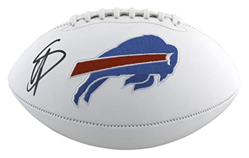 Bills Stefon Diggs Authentic Signed White Panel Logo Football BAS Witnessed