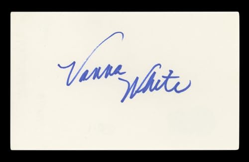 Vanna White Wheel of Fortune Authentic Signed 3x5 Index Card BAS #BL96546