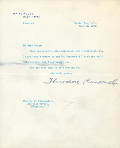 Theodore Roosevelt Signed 7.15x8.75 1904 Letter On WH Letterhead JSA #XX33735