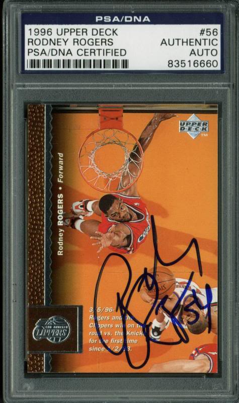 Clippers Rodney Rogers Authentic Signed Card 1996 Upper Deck #56 PSA/DNA Slabbed