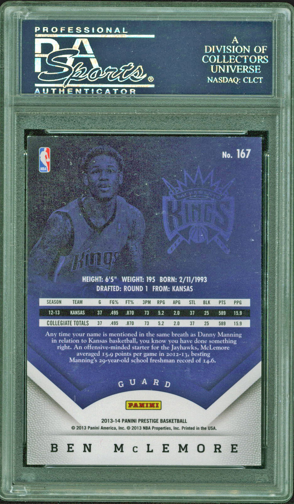 Grizzlies Ben Mclemore Signed 2013 Panini Prestige #167 Auto Card PSA Slabbed