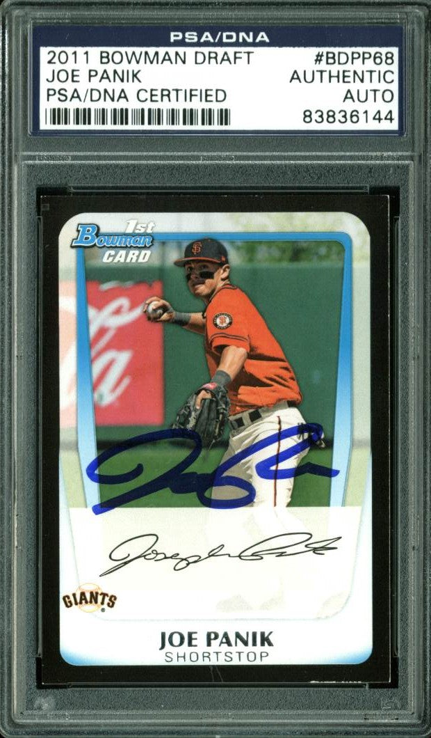 Giants Joe Panik Authentic Signed Card 2011 Bowman Draft RC #BDPP68 PSA Slabbed