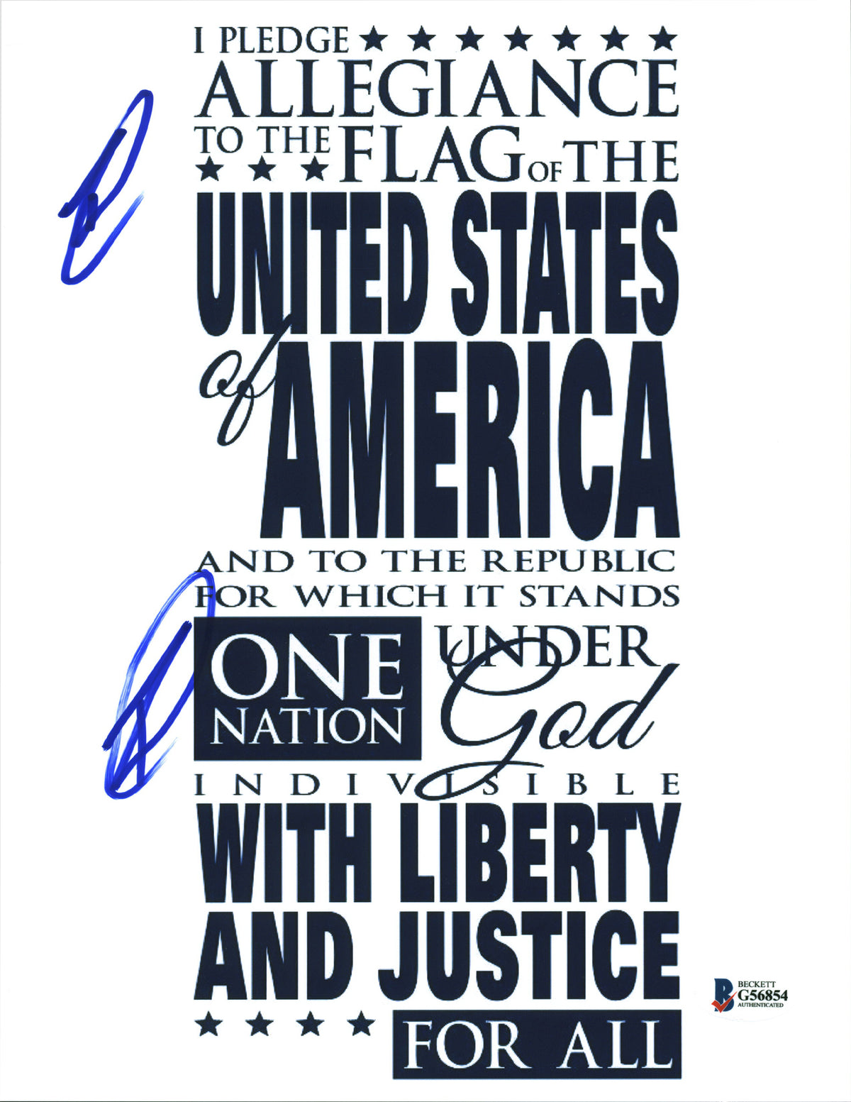 Robert O'Neill Navy Seal Team 2x Signed Pledge of Allegiance Photo BAS #G56854
