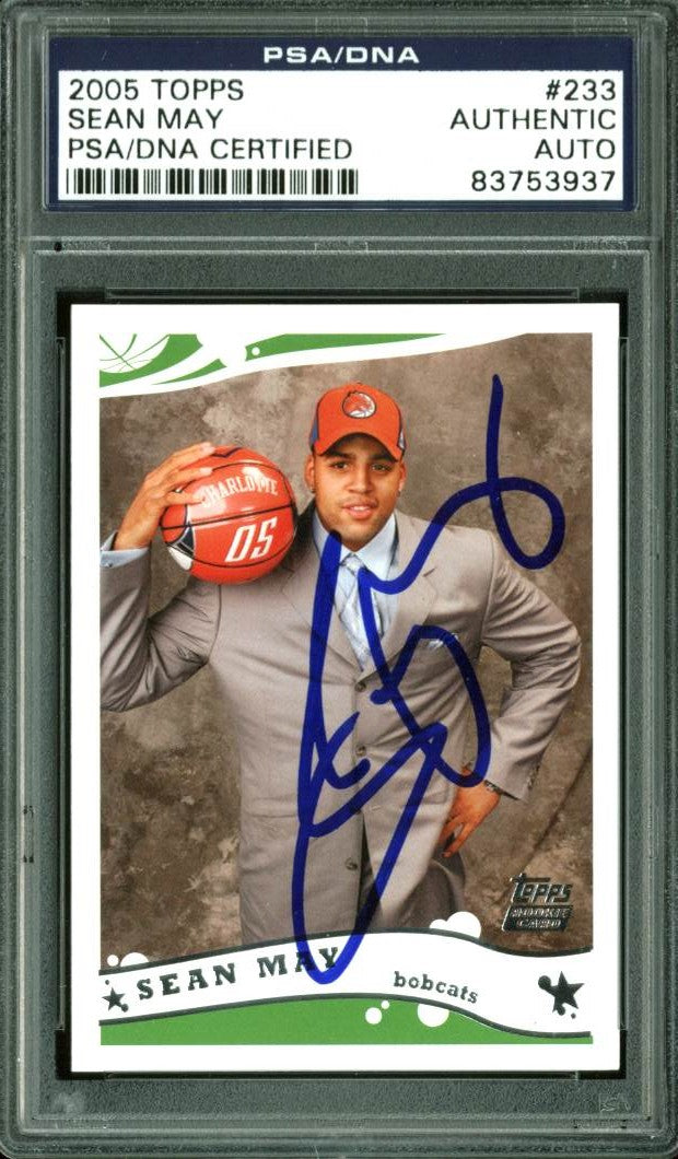 Bobcats Sean May Authentic Signed Card 2005 Topps RC 233 PSA/DNA Slabbed