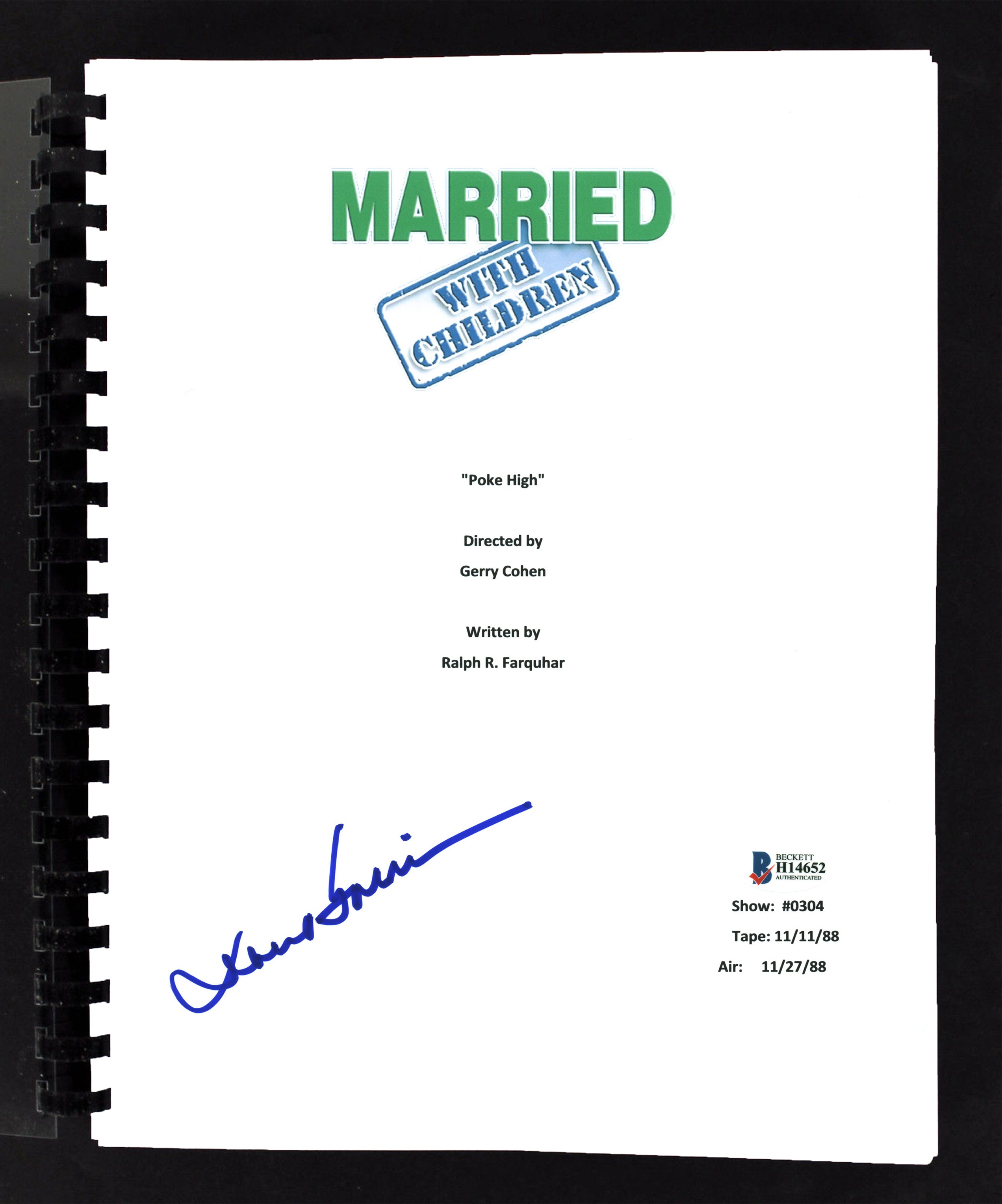 David Garrison Married With Children Signed Pilot Episode Tv Script BAS #H14652