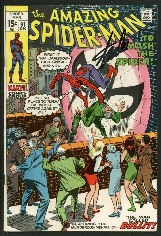 Stan Lee Signed Amazing Spider-Man #91 Comic Book The Bullit PSA/DNA #W18748