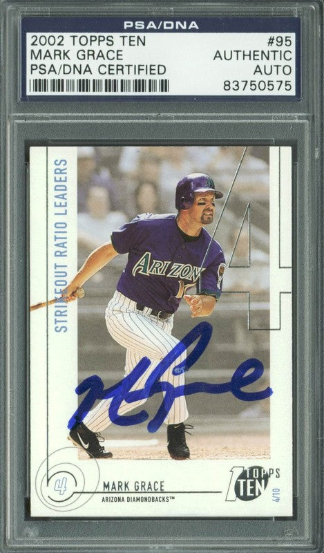 D-Backs Mark Grace Authentic Signed Card 2002 Topps Ten #95 PSA/DNA Slabbed