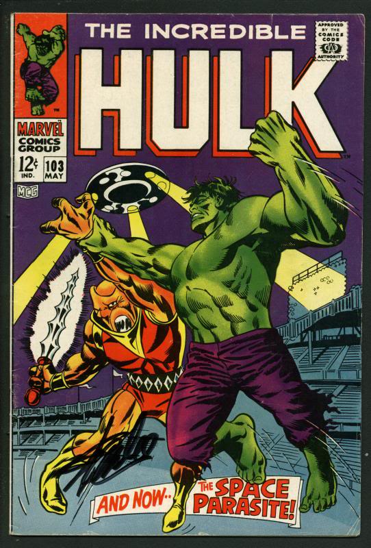 Stan Lee Signed The Incredible Hulk #103 Comic Book Space Parasite PSA #W18863