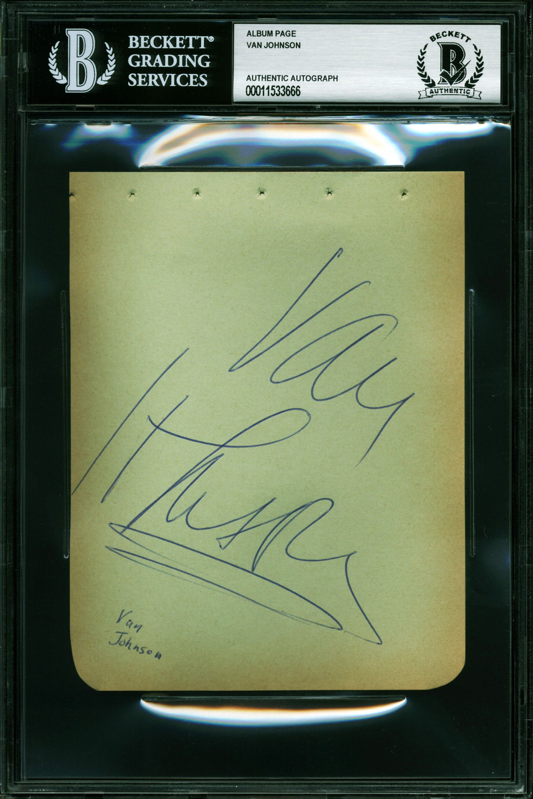 Van Johnson A Guy Named Joe Authentic Signed 4.5x5.75 Album Page BAS Slabbed