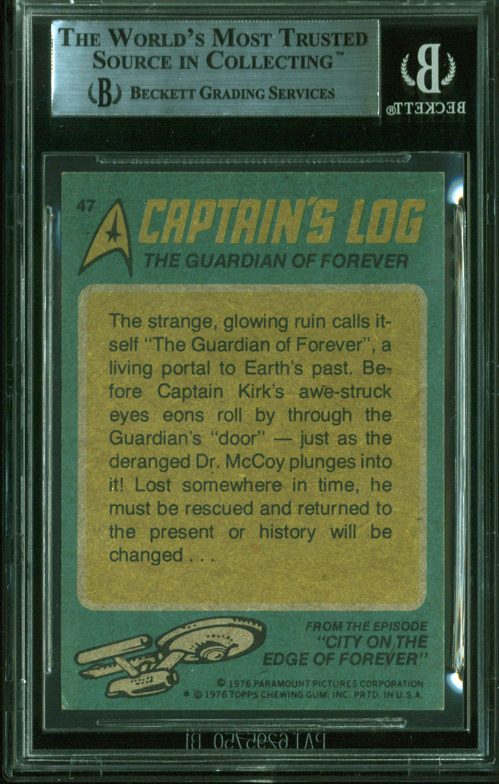 William Shatner Signed 1976 Star Trek #47 The Guardian Of Forever Card BAS Slab