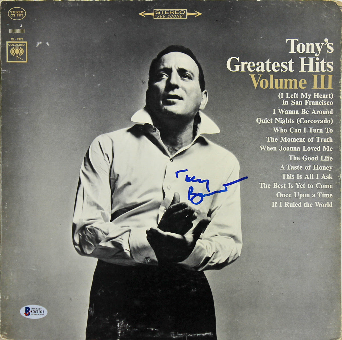 Tony Bennett Authentic Signed Greatest Hits Vol III Album Cover BAS #C63101