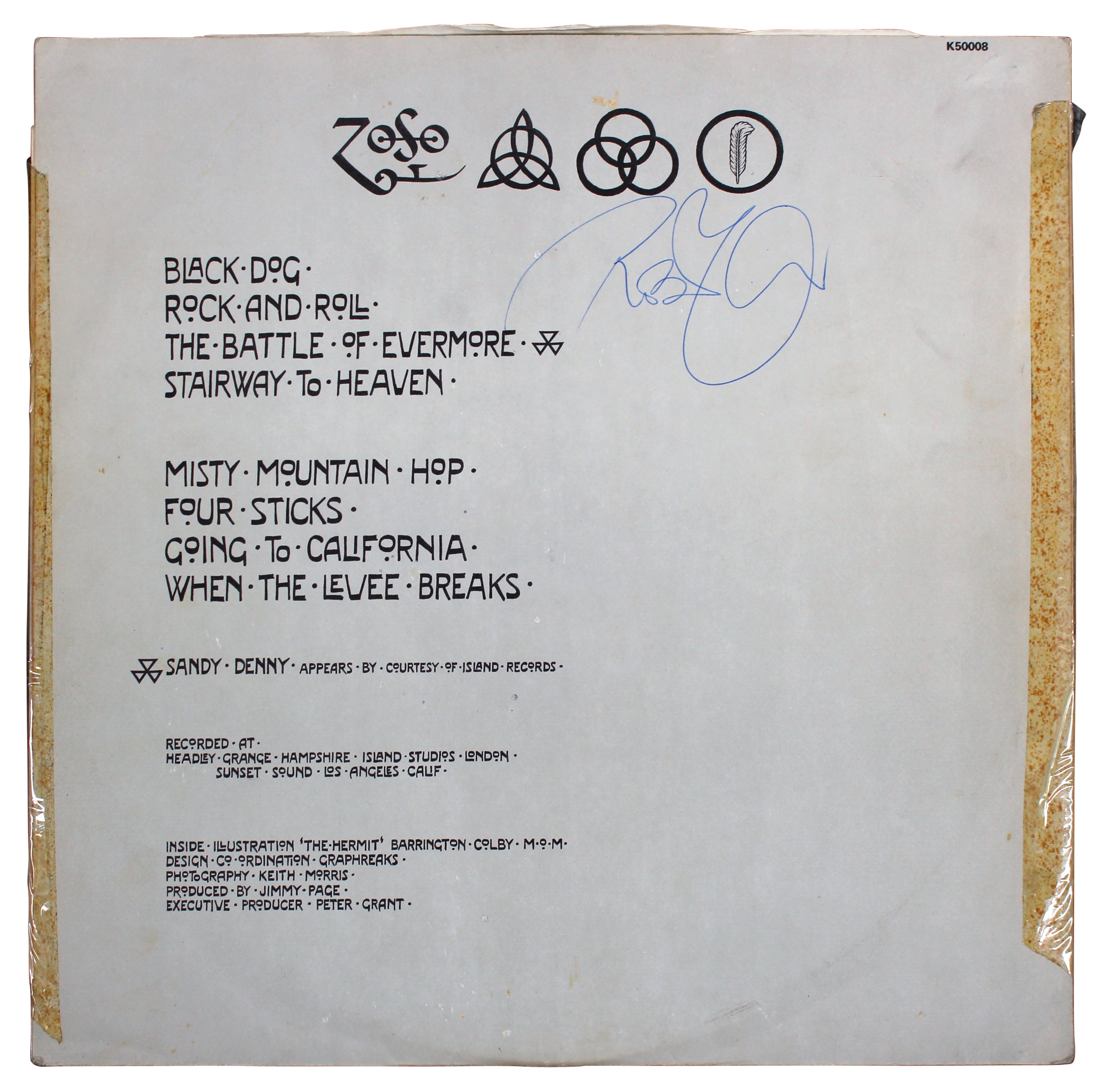 Robert Plant Led Zeppelin Authentic Signed IV Album Sleeve JSA #BB88658