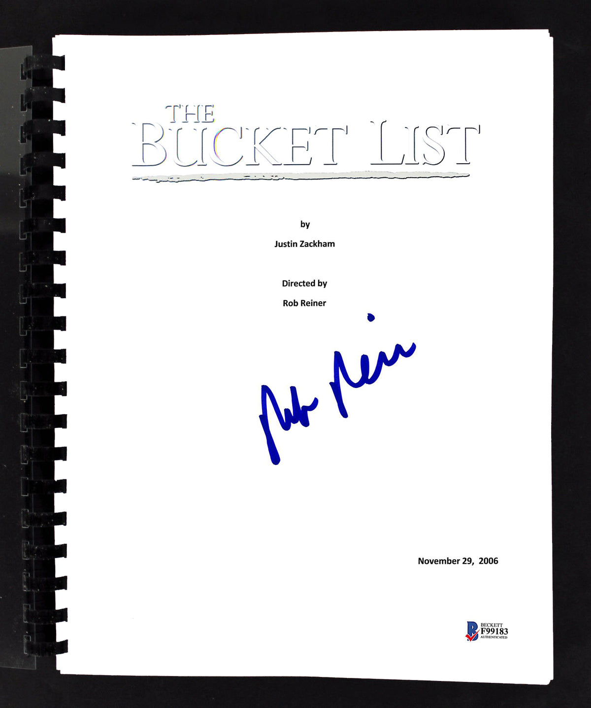 Rob Reiner Authentic Signed The Bucket List Movie Script Autographed BAS #F99183