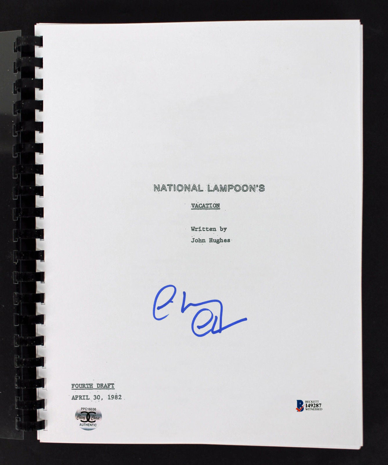 Chevy Chase Signed National Lampoon's Vacation Movie Script BAS Witnessed I49287