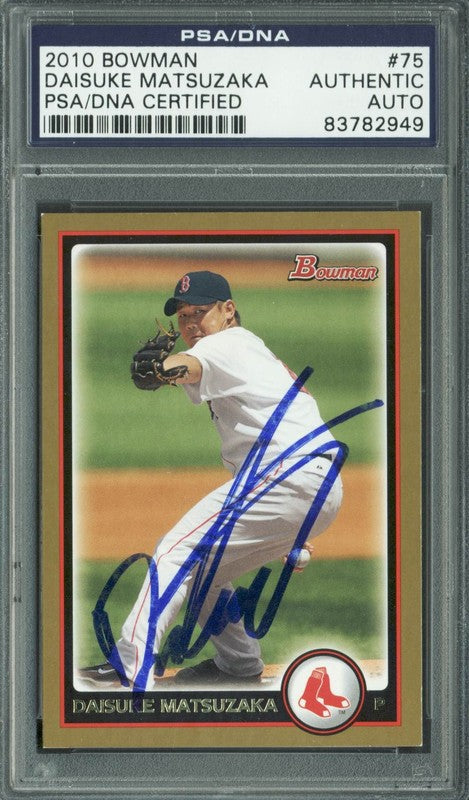 Red Sox Daisuke Matsuzaka Authentic Signed Card 2010 Bowman #75 PSA/DNA Slabbed