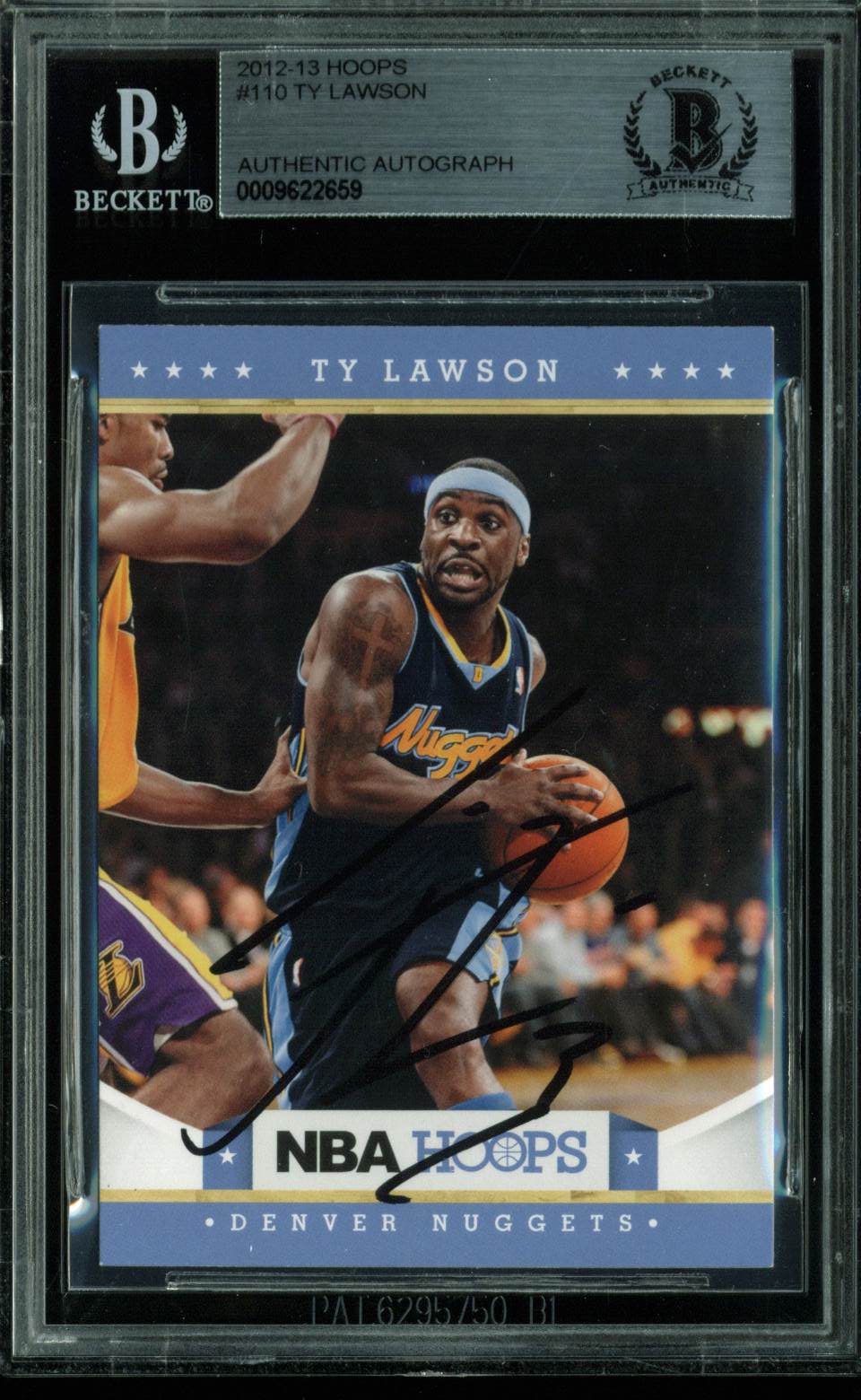 Nuggets Ty Lawson Authentic Signed Card 2012 Hoops #110 BAS Slabbed