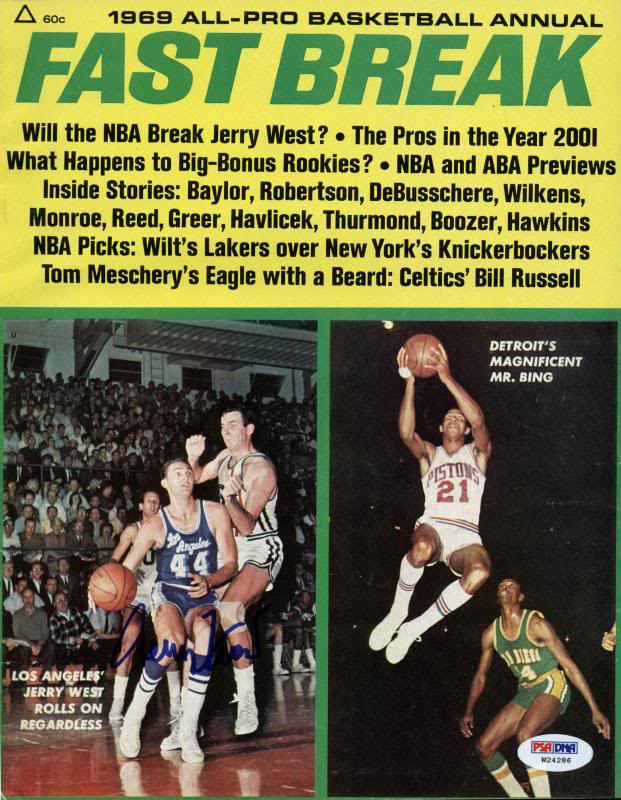 Lakers Jerry West Authentic Signed 1969 Fastbreak Magazine PSA/DNA #W24286